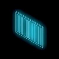 Glowing neon blue barcode on black background representing retail and tracking vector
