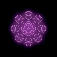 Glowing purple neon abstract circular design on black background vector