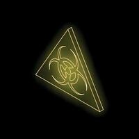 Glowing biohazard symbol on triangular surface, representing biological danger vector