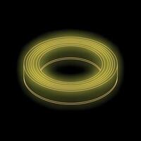 Glowing neon yellow concentric circles creating a cylinder shape on a black background vector
