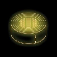 Glowing inductor coil emitting electromagnetic field on dark background vector