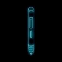 Digital pen glowing with neon light on black background vector