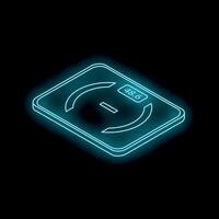 Digital bathroom scale displaying weight in kilograms with glowing neon light effect vector