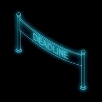Neon deadline sign showing time limit or due date vector