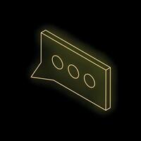Neon yellow chat bubble isometric shape on black background vector