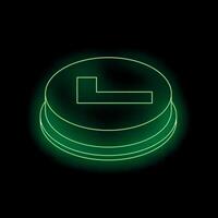 Neon green enter button shining in the dark vector
