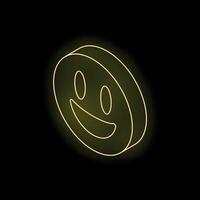 Yellow neon light showing a smiling face on black background vector