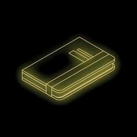 Neon yellow closed book with elastic band on black background vector