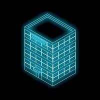 Glowing blue business center on black background representing modern architecture vector
