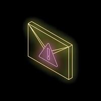 Neon envelope icon showing warning or important message vector