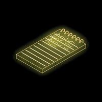 Neon yellow notepad sketching notes on dark background vector