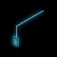 Neon id card hanging from a retractable cord on black background vector
