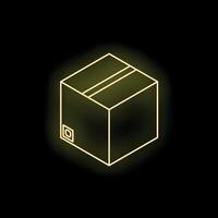 Glowing neon box representing online shopping and delivery vector