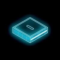 Glowing neon server illustrating cloud computing technology vector