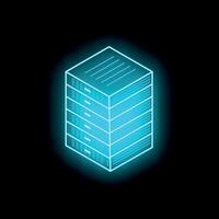 Glowing server rack symbolizing data storage and network infrastructure vector