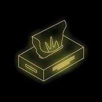 Neon yellow tissues box showing comfort and hygiene on black background vector