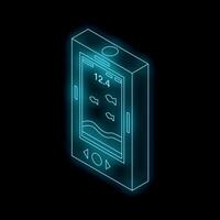 Smartphone showing fish finder app with glowing neon light vector