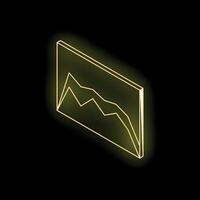 Glowing neon yellow chart showing decreasing trend on black background vector