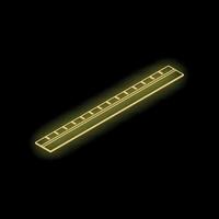 Glowing neon yellow ruler on black background symbolizing measurement and precision vector