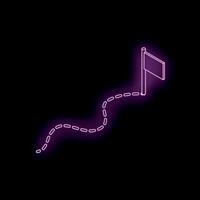 Neon pink path leading to a flag on a black background vector