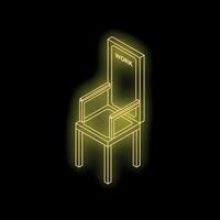 Glowing neon yellow office chair symbolizing work on black background vector