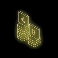 Neon yellow ab testing concept on black background vector