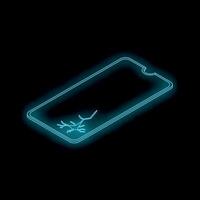 Broken smartphone screen showing cracks in neon light vector