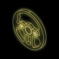 Glowing steering wheel on black background symbolizing driving and control vector
