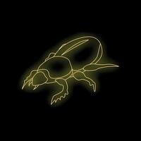 Neon yellow dung beetle shining on dark background vector