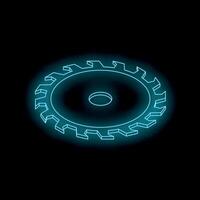 Glowing circular saw blade rotating on black background vector