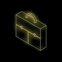 Glowing yellow briefcase representing business and finance on black background vector