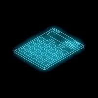 Glowing neon calculator displaying numbers on dark background vector