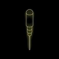 Yellow neon light showing audio jack cable on black background vector