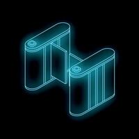 Neon glowing turnstile gate access control system vector
