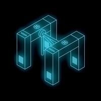 Glowing neon turnstile restricting access on black background vector