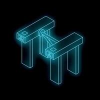 Neon glowing turnstile gate entrance allowing access on black background vector