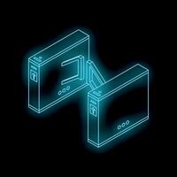 Futuristic neon turnstile allowing access in virtual world vector