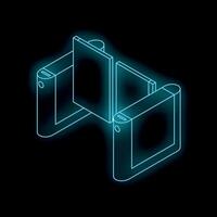 Neon glowing turnstile gate entrance access control system vector