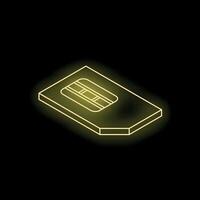 Glowing neon sim card on dark background, mobile communication technology vector