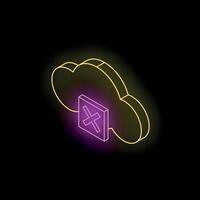 Neon cloud computing icon showing disconnection error message vector