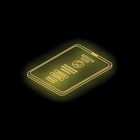 Neon yellow smartphone showing user profile interface on black background vector