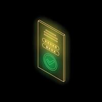 Neon smartphone showing password and check mark on black background vector