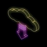 Neon cloud computing downloading data from internet server vector