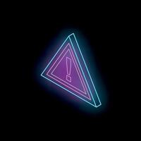 Neon warning sign showing an exclamation point in a triangle vector