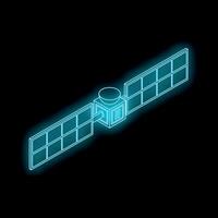 Glowing satellite orbiting earth in space, futuristic technology vector