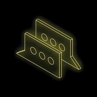 Glowing neon yellow speech bubbles on black background representing online communication vector