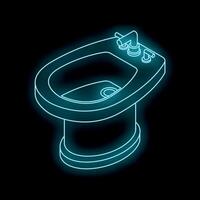 Neon bidet shining in the dark bathroom vector