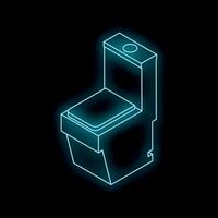 Glowing neon toilet sign on black background representing restroom vector