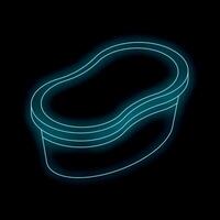 Glowing neon blue empty swimming pool on black background vector