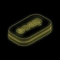 Glowing neon soap bar on dark background representing hygiene vector